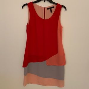 BCBG Paris colorblock dress coral, orange, grey and beige size 2